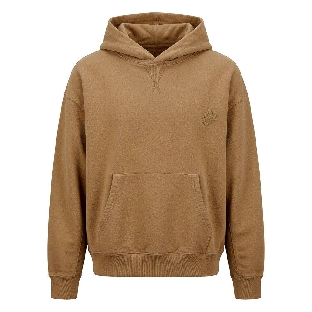 J.W. Anderson Hoodie L Pullover Sweatshirt Beige Tan Brown Logo Embroidered Luxe